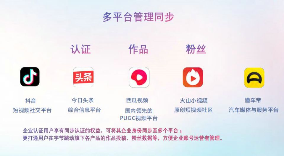 抖音企業(yè)號藍(lán)V認(rèn)證多平臺(tái)同步